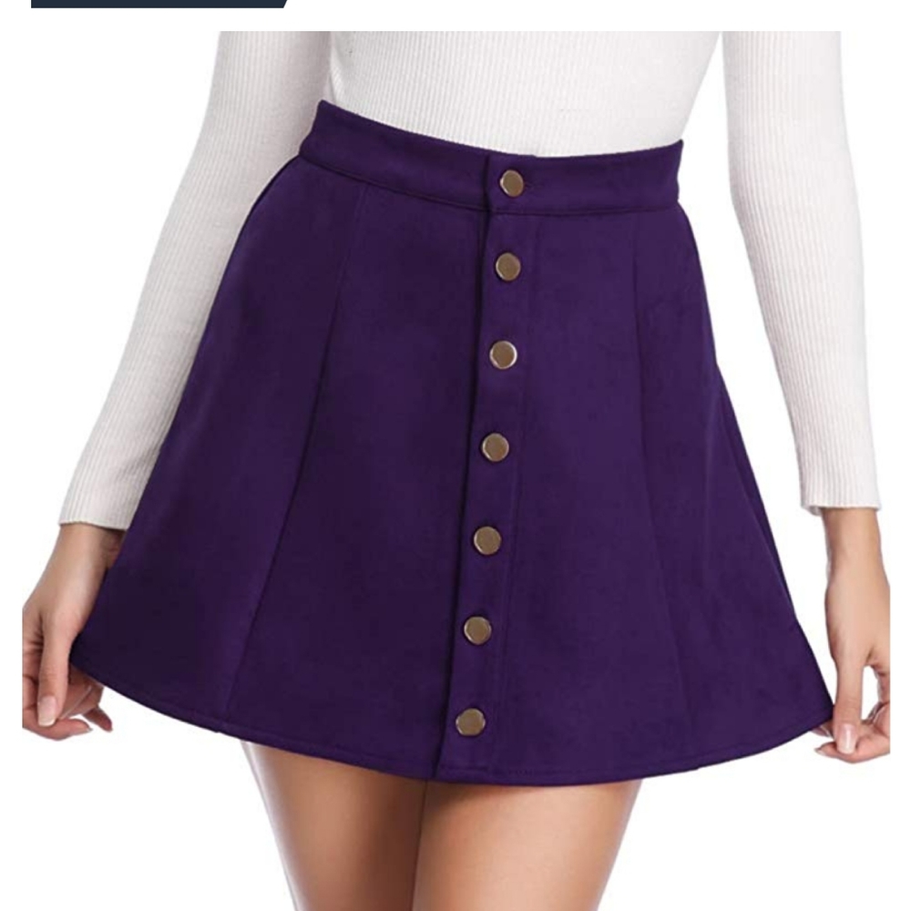 Purple, faux suede mini skirt..
